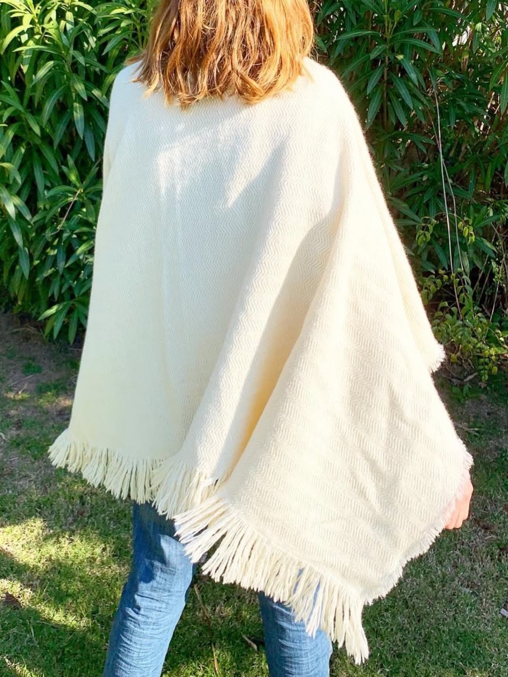 NWT✨ BRONCA Aire Poncho Cream Ivory Handmade Uruguay One Size Sustainable - Picture 3 of 10